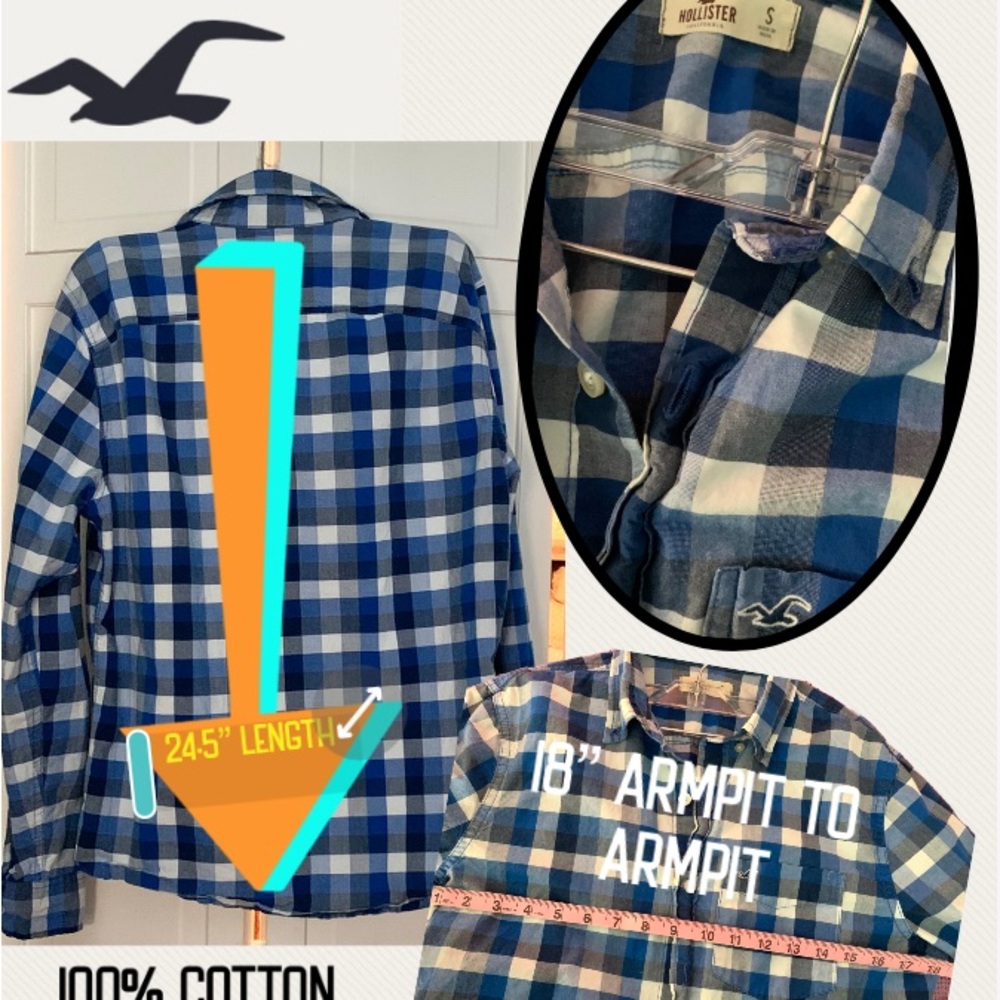 Hollister Navy Cotton Shirt - Picture 2 of 2